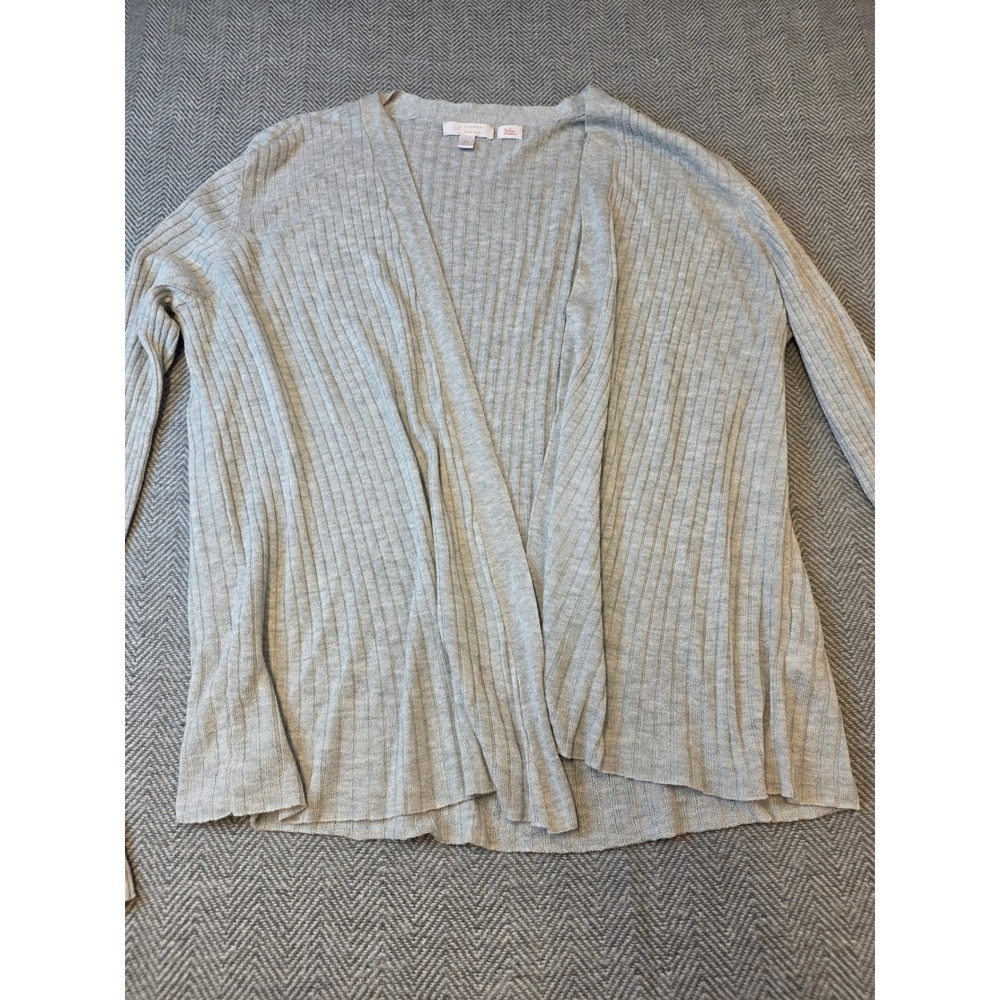 LC Lauren Conrad Cardigan Womens XL Gray Modal Bell Tie Sleeve Ribbed Open Front